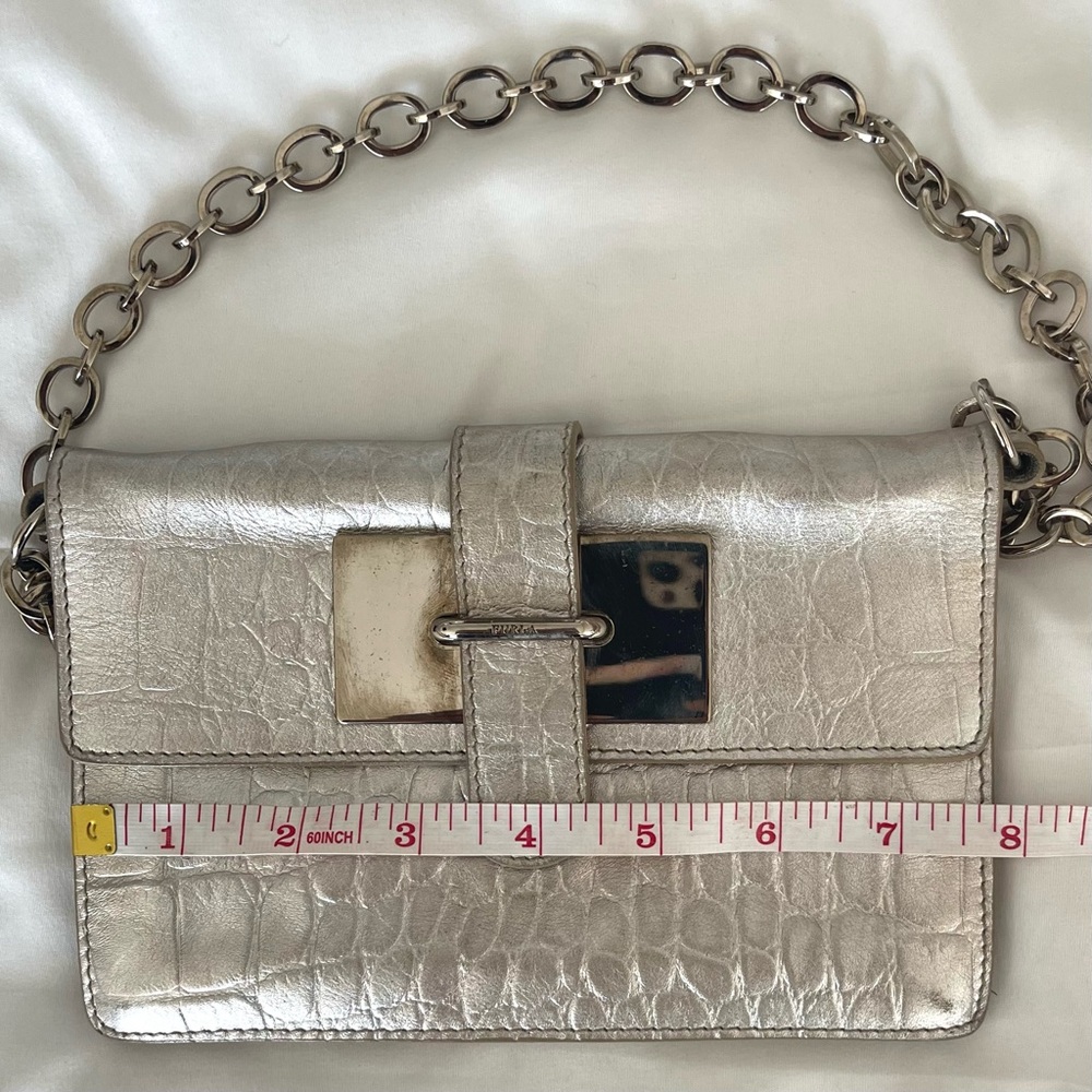 FURLA mini bag Authentic leather / shoulder bag gold Crocodile Pattern I… - Picture 6 of 16